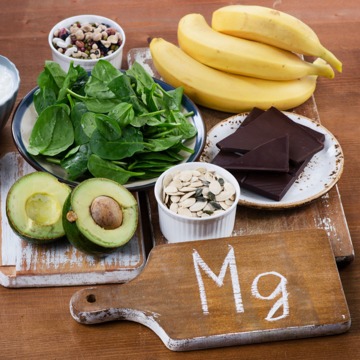 A wooden cutting board with