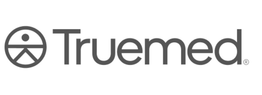The Truemed logo features a stylized person within a circle, symbolizing health and wellness, accompanied by the brand name "Truemed" in a modern font.