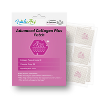 Advanced Collagen Plus Patches with Collagen Types I, II and III plus vitamins C and D3. Contains 30 hypoallergenic patches.