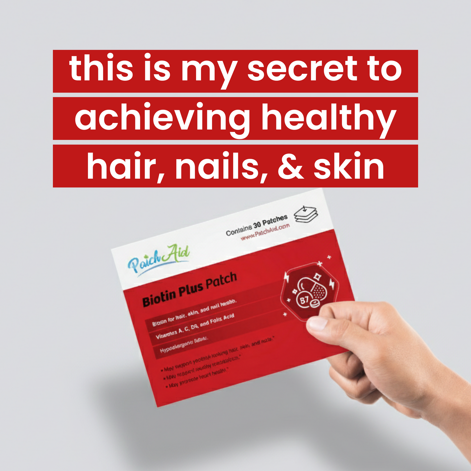 Biotin Plus Vitamin Patch for Hair, Skin, and Nails