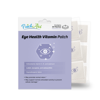 Eye Health Vitamin Patch with vitamins C and E, selenium, lutein, lycopene and astaxanthin to support normal vision and antioxidant activity. Hypoallergenic fabric; 30 patches.