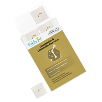 A box of glucosamine and chondroitin patches is displayed with three patches visible, featuring a gold and white design, highlighting benefits for joint health and containing 30 patches.