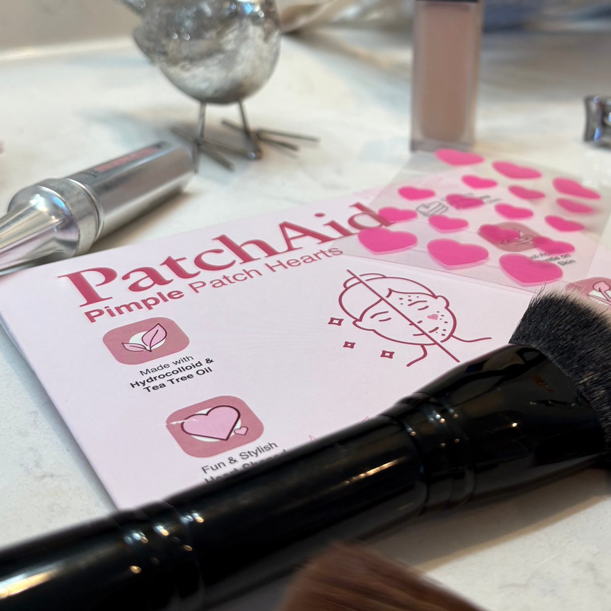 Pimple Patch Hearts – 72 Hydrocolloid Patches in 2 Heart Sizes with Tea Tree Oil