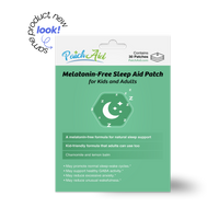 PatchAid Melatonin-Free Sleep Aid Patch for kids and adults with chamomile and lemon balm for natural sleep support. Contains 30 patches.