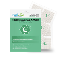 PatchAid Melatonin-Free Sleep Aid Patch for kids and adults with chamomile and lemon balm for natural sleep support. Contains 30 patches.
