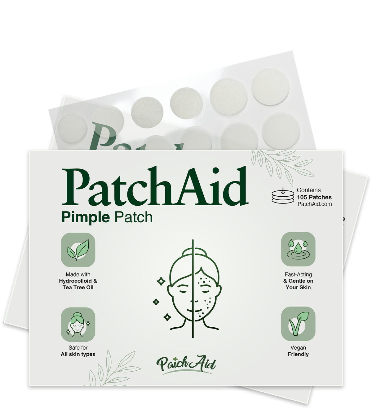 Pimple Patch Multi-Size Pack – 105 Hydrocolloid Patches in 5 Sizes with Tea Tree Oil