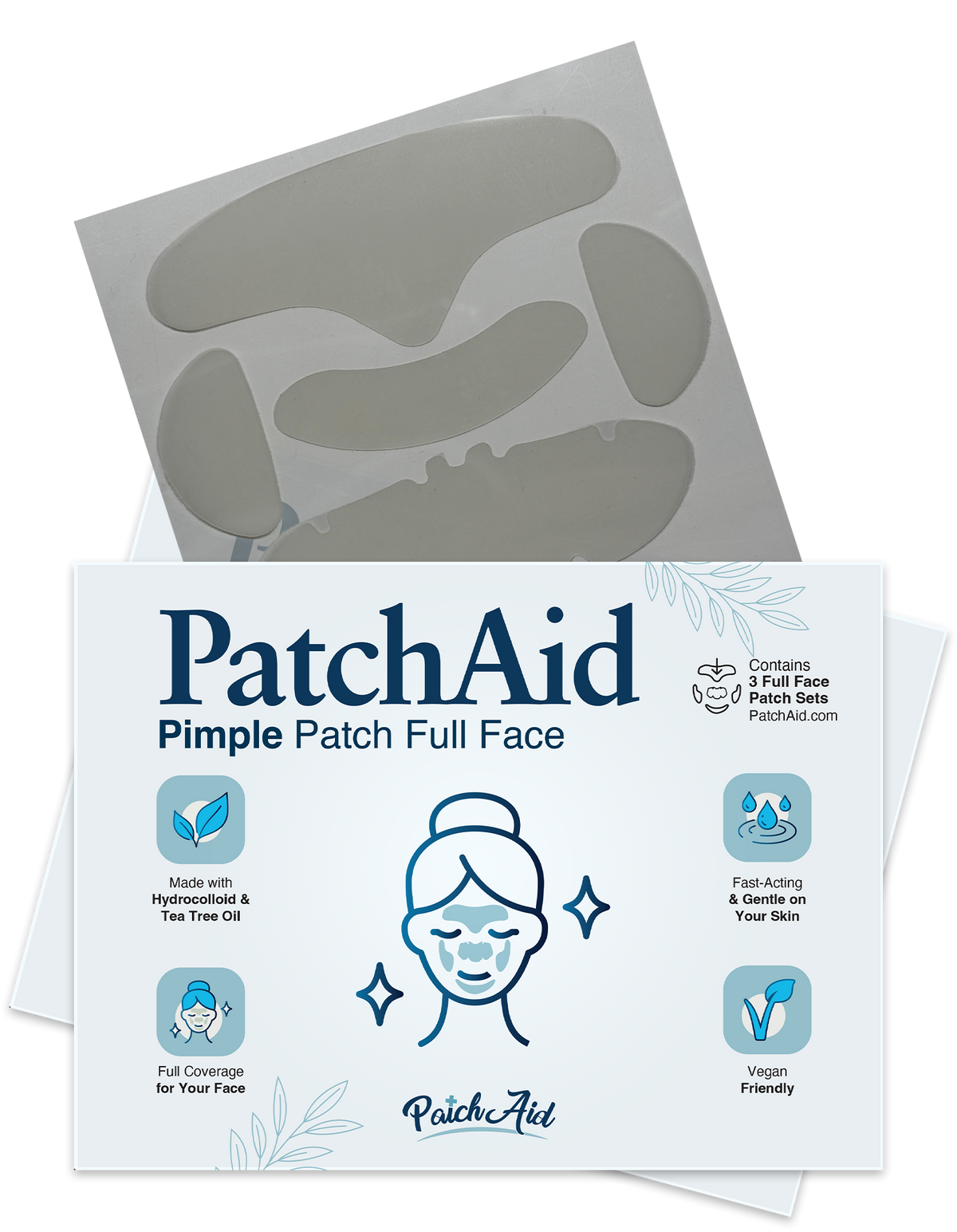 Pimple Patch Full Face – 15 Hydrocolloid Patches for Chin, Cheeks, Nose and Forehead