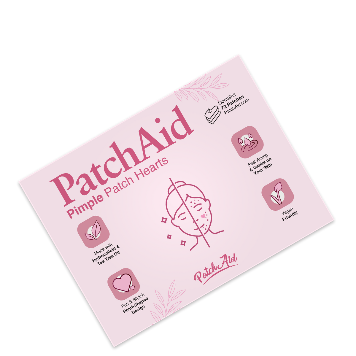 Pimple Patch Hearts – 72 Hydrocolloid Patches in 2 Heart Sizes with Tea Tree Oil