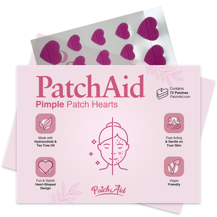 Pimple Patch Hearts – 72 Hydrocolloid Patches in 2 Heart Sizes with Tea Tree Oil