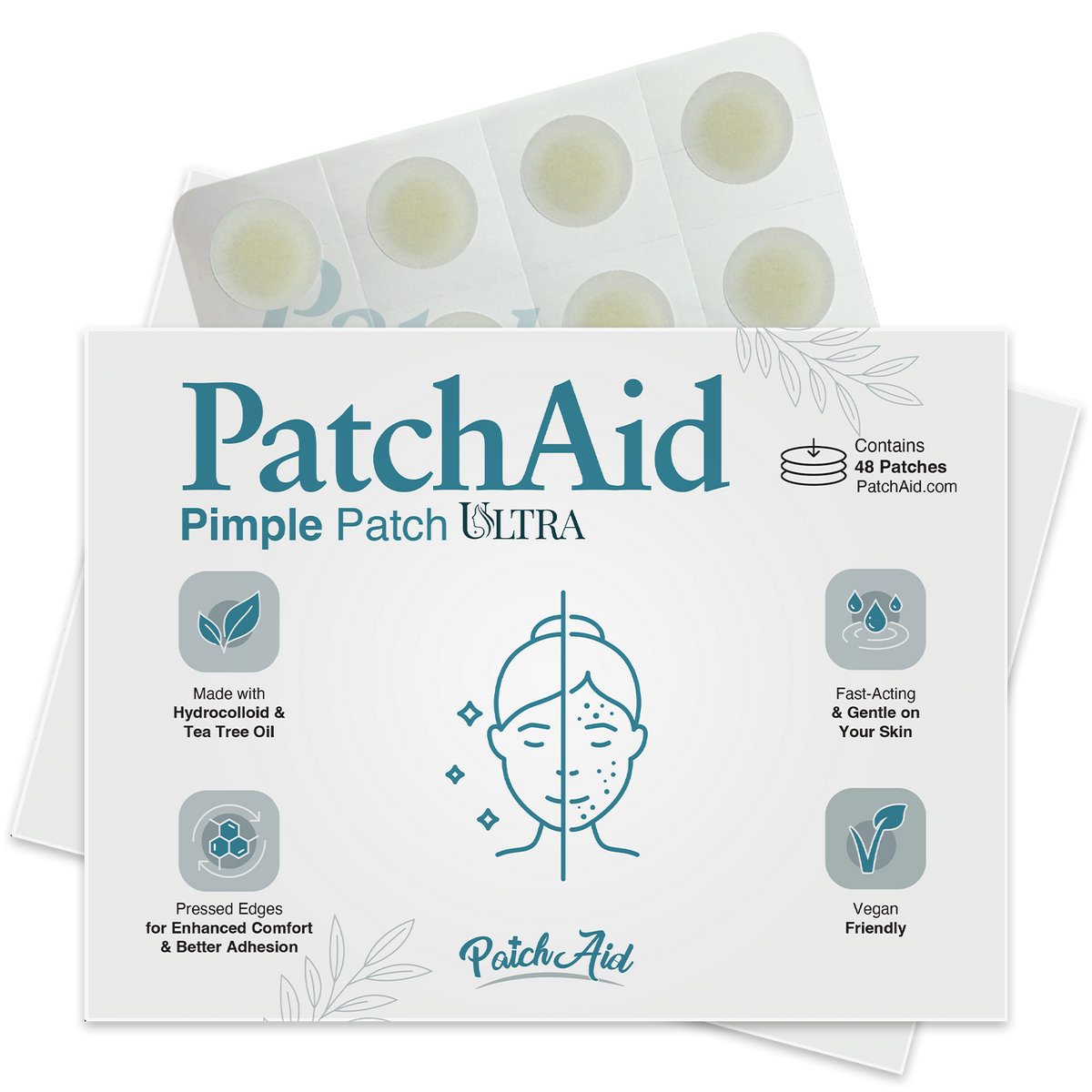 Pimple Patch Ultra – 48 Invisible Hydrocolloid Patches with Tapered Edges