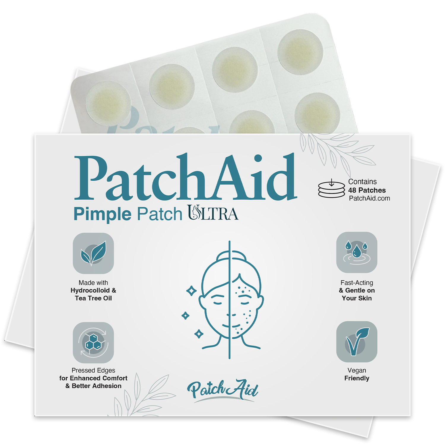 Pimple Patch Ultra – 48 Invisible Hydrocolloid Patches with Tapered Edges