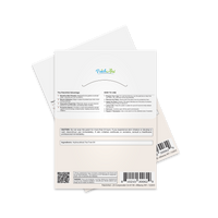 The back of a PatchAid product package displays usage instructions, ingredients, and safety warnings, featuring a clean design with a logo at the top and a barcode at the bottom.