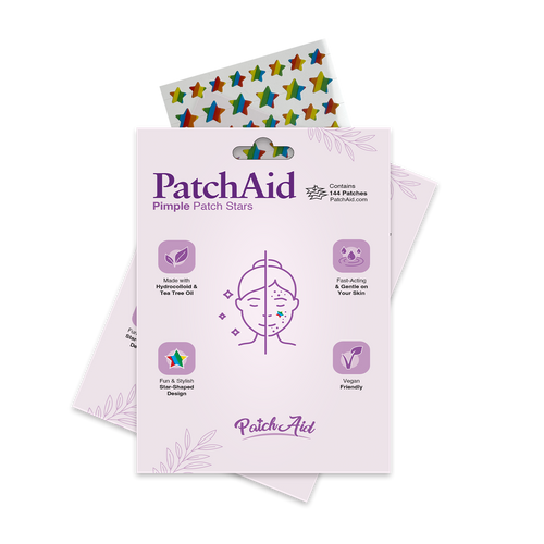 Pimple Patch Stars – 144 Multicolored Hydrocolloid Patches in 2 Sizes with Tea Tree Oil