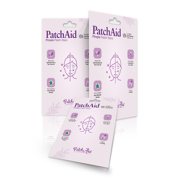 Pimple Patch Stars – 144 Multicolored Hydrocolloid Patches in 2 Sizes with Tea Tree Oil