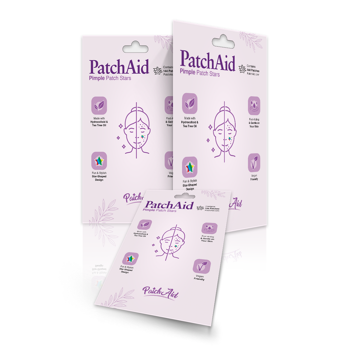 Pimple Patch Stars – 144 Multicolored Hydrocolloid Patches in 2 Sizes with Tea Tree Oil