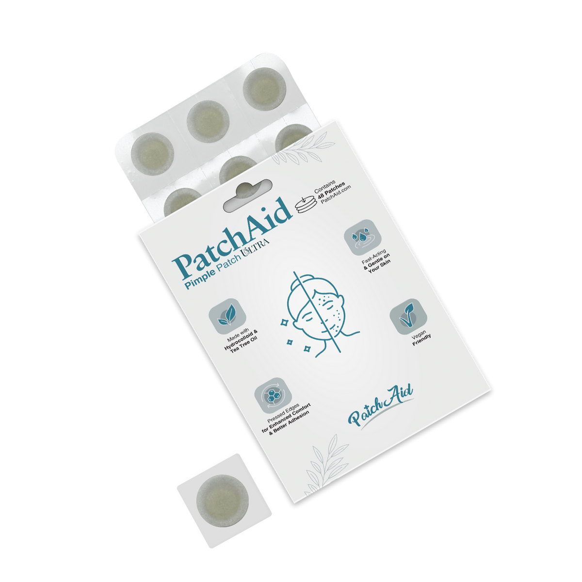 Pimple Patch Ultra – 48 Invisible Hydrocolloid Patches with Tapered Edges