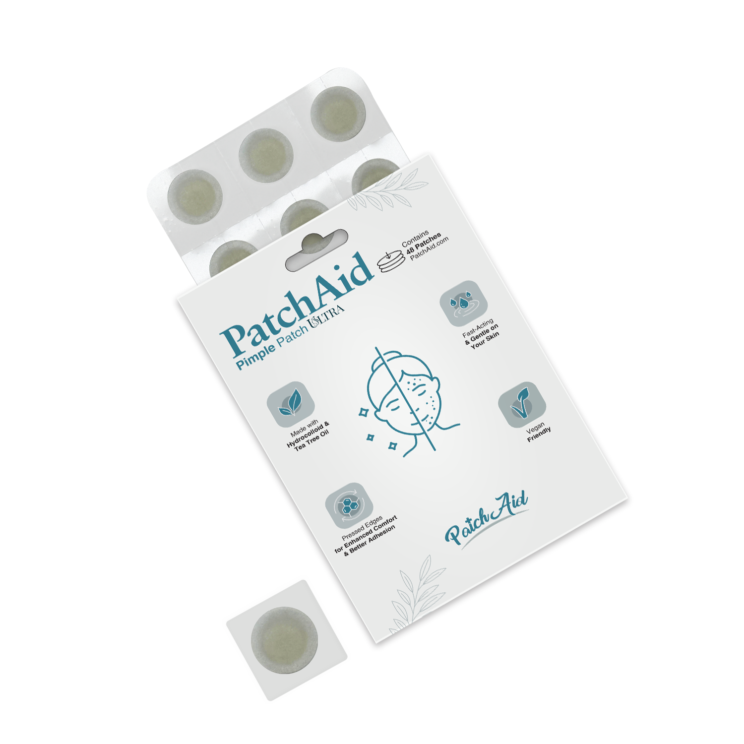 Pimple Patch Ultra – 48 Invisible Hydrocolloid Patches with Tapered Edges
