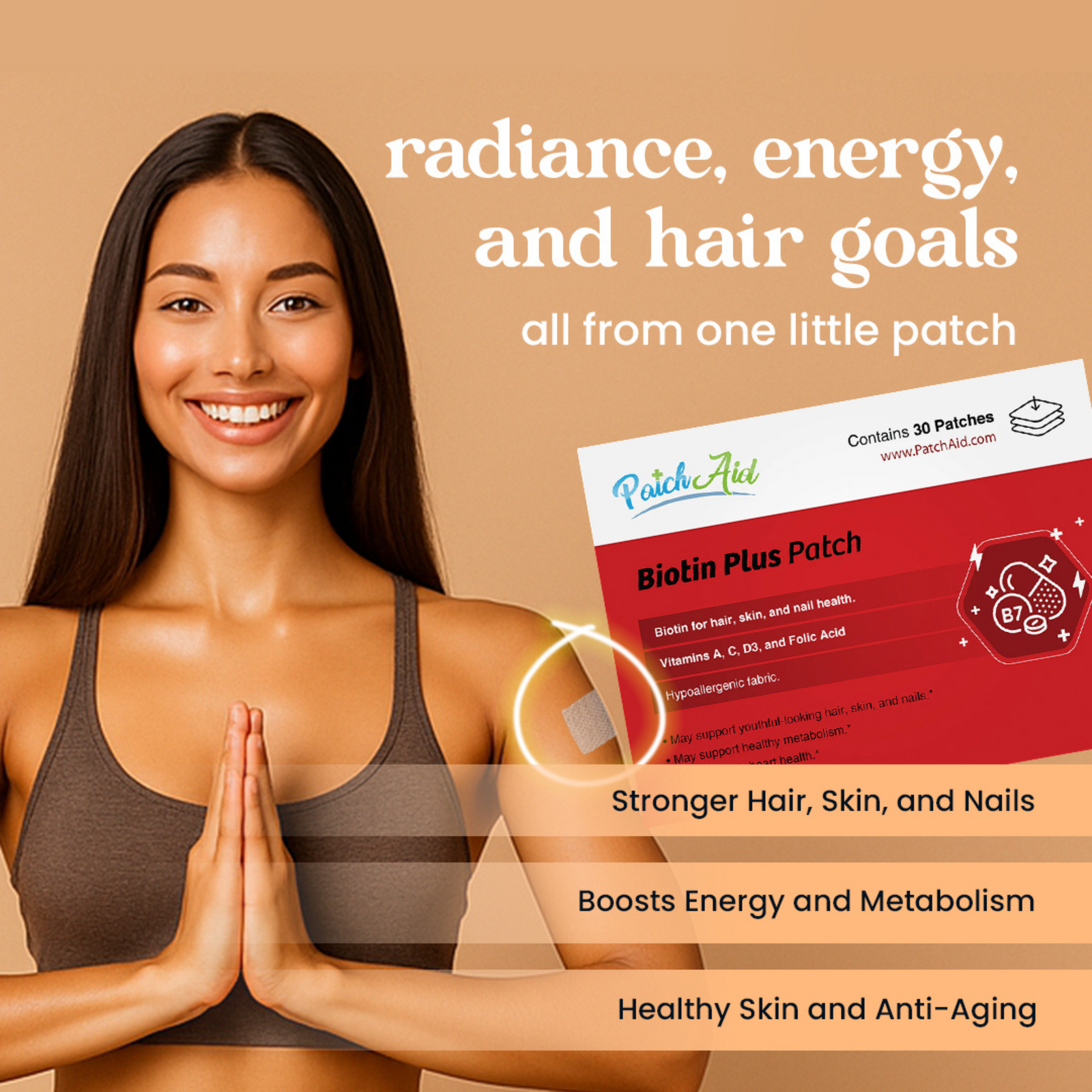 Biotin Plus Vitamin Patch for Hair, Skin, and Nails