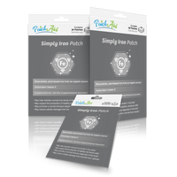 Three packages of "Simply Iron Patch" by PatchAid are displayed, each containing 30 patches, featuring information about bioavailable iron, antioxidant vitamin C, and benefits for health.