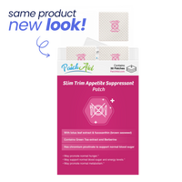 Slim Trim Appetite Suppressant Patch packaging with 'same product new look' text 
