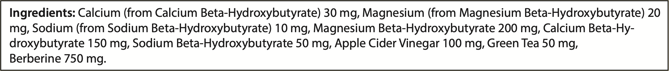 Keto Plus Patch ingredient panel