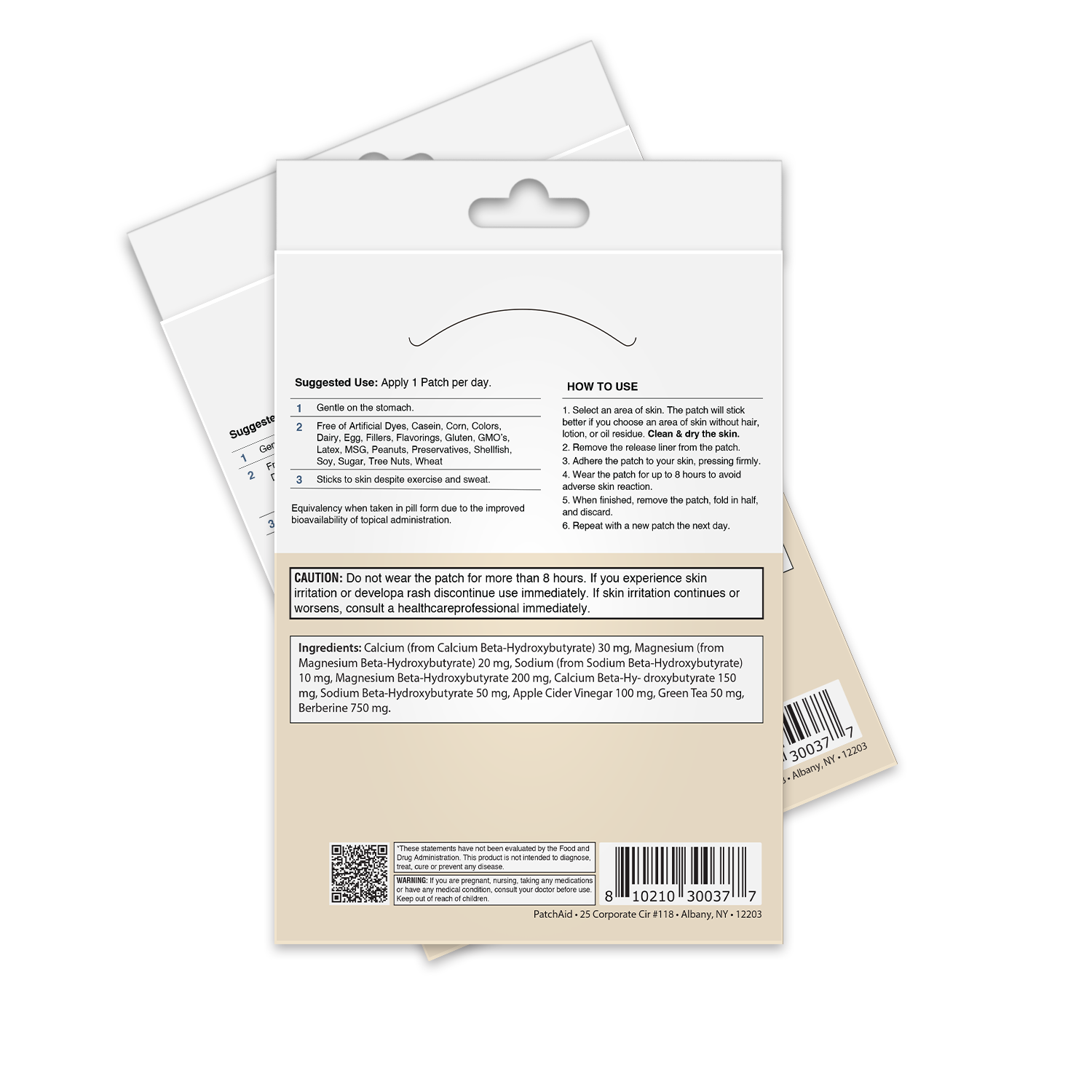 Keto Plus Patch ingredient panel