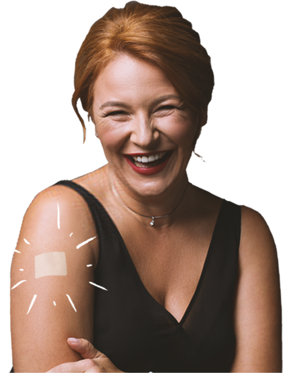 Woman applying a PatchAid vitamin patch